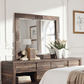 Sunvega Andria Reclaimed Oak Dresser with Six Spacious Drawers and Metal Hardware