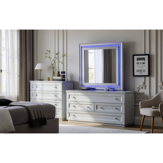 Sunvega Silver Champagne Nightstand with Two Spacious Drawers for Bedroom