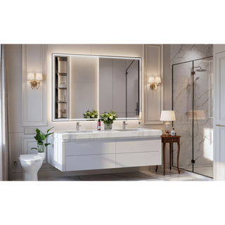 Sunvega 60x40 Inch Aluminum Frame LED Bathroom Mirror with 3 Color Modes