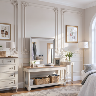 Sunvega Silver Champagne Nightstand with Two Spacious Drawers for Bedroom