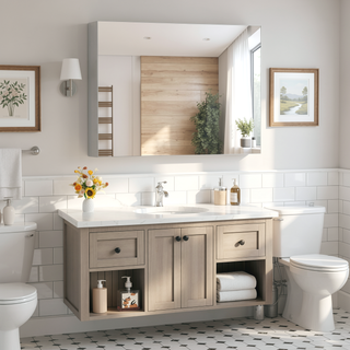 Sunvega Wall Mounted Medicine Cabinet with Mirror and Adjustable Storage Shelves