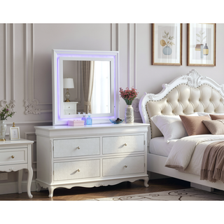 Sunvega Silver Champagne Nightstand with Two Spacious Drawers for Bedroom