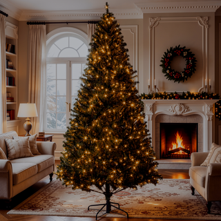 Sunvega Pencil Artificial Xmas Tree with Faux Snow Flocked Full Branch Tips Flame-retardant