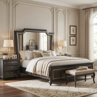 Sunvega Kaitlyn Metallic Gray Finish Wood Nightstand with Two Drawers and Crystal Trim