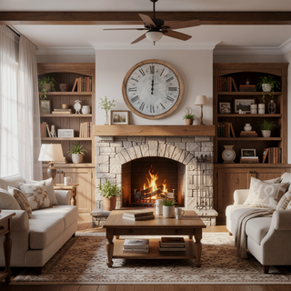 Sunvega Antique White Oversized Oval Wall Clock for Kitchen Living Room