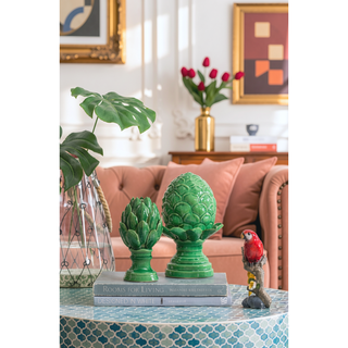 Sunvega Vintage Green Ceramic Blooming Artichoke Accent for Dining Room