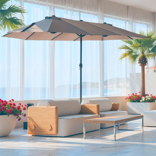 Sunvega 15ft Extra Large Double Sided Patio Umbrella with Crank Handle and Air Vents