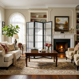 Sunvega Black Finish Girard 70 Inch Tall 3-Panel Screen Room Divider