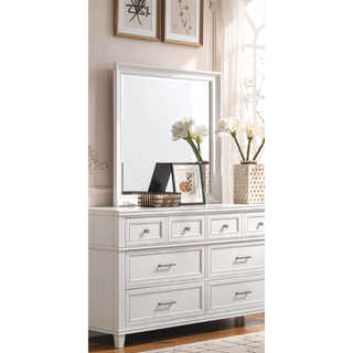 Sunvega Sand Colored Beveled Glass Poster Mirror with Metal Accents