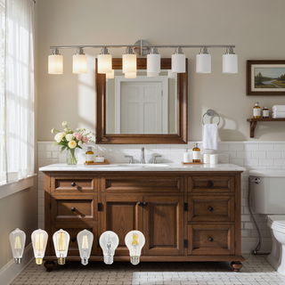 Sunvega Modern Golden Finish 6-Light Vanity Sconce with Frosted Glass Shades