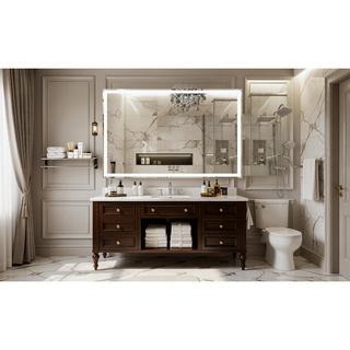 Sunvega Oversized 72x32 Inch LED Bathroom Mirror with 3 Color Modes and Aluminum Frame