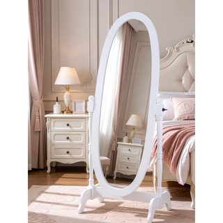 Sunvega Silver Cheval Mirror with Wood Frame for Traditional Decor Tilts