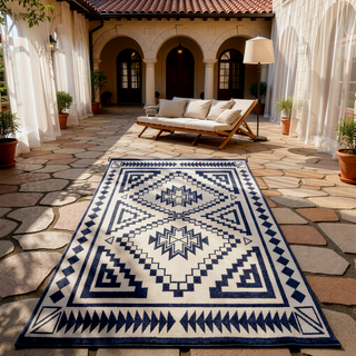 Sunvega Reversible Outdoor Rug with Protective Coating and Strap Stakes for Patio