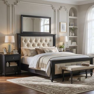 Sunvega Dark Brown Tufted Polyurethane Upholstered King Size Bed Frame