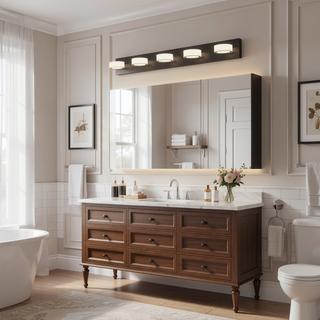 Sunvega Dimmable 5-Light LED Vanity Fixture with 360° Rotatable Design for Bathroom