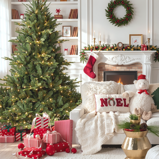 Sunvega 7FT Full-Shape Pre-Lit Christmas Tree with 750 UL Lights and Hinged Structure