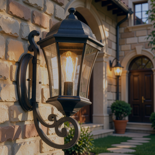 Sunvega Vintage Black Wall-Mounted Outdoor Lantern Light Sconce for Porch and Patio