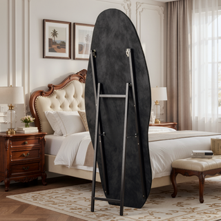 Sunvega Full Length Mirror with Flannel Wrapped Wooden Frame and Shatterproof Glass