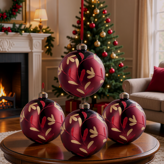 Sunvega Glass Glitter Painted Christmas Ball Ornaments Set of 12 for Holiday Decor