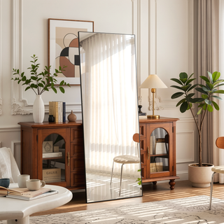 Sunvega Full Length Aluminum Alloy Frame Mirror Shatter-Proof for Bedroom Living Room