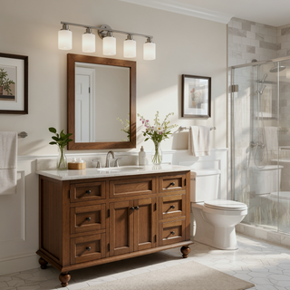 Sunvega Modern Golden Finish 6-Light Vanity Sconce with Frosted Glass Shades