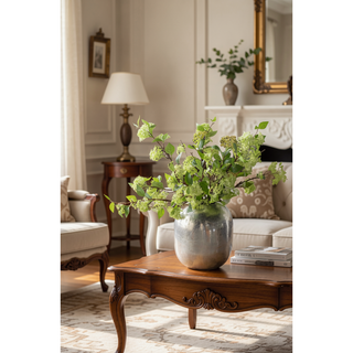 Sunvega Gold Aluminum Chisel Flower Vase with a Short Round Metallic Silhouette