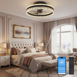 Sunvega Ultra Quiet Ceiling Fan with Light and Hidden Blades for Bedroom