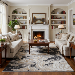 Sunvega 5x7 Grey Abstract Non-Shedding Stain Resistant Area Rug for Living Room