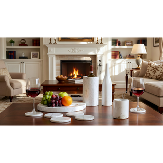 Sunvega Gold Yellow Beige Natural Marble 10-Piece Luxury Dining Room Accessories Set