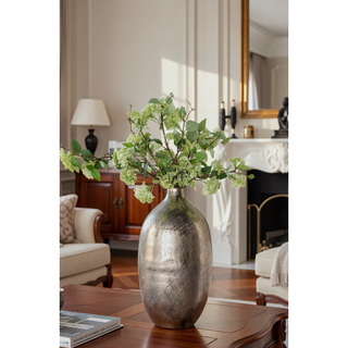 Sunvega Gold Aluminum Chisel Flower Vase with a Short Round Metallic Silhouette