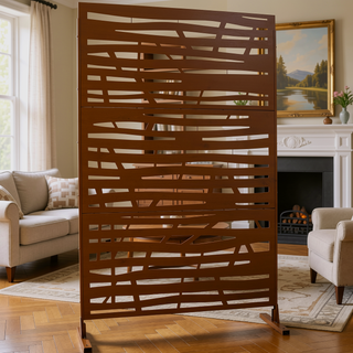 Sunvega 76" H x 48" W Freestanding Metal Privacy Screen for Deck Balcony Patio