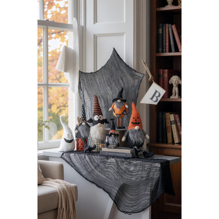 Sunvega Handcrafted 4.3x4x26.8 Inch Fabric Sitting Black Gnome With Broomstick