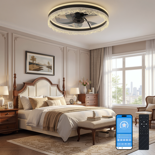 Sunvega Ultra Quiet Ceiling Fan with Light and Hidden Blades for Bedroom
