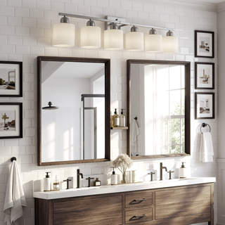 Sunvega Gold Vanity Light Fixture with Milky White Glass Shade for Mirror Bathroom
