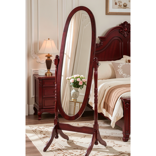 Sunvega Silver Cheval Mirror with Wood Frame for Traditional Decor Tilts