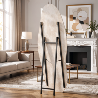 Sunvega Full Length Mirror with Flannel Wrapped Wooden Frame and Shatterproof Glass