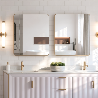 Sunvega Gold 30x36 Inches Large Rectangular Bathroom Wall Mirror Shatterproof