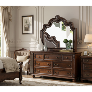 Sunvega Sand Colored Beveled Glass Poster Mirror with Metal Accents