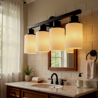Sunvega Matte Black Wall Sconce with White Glass Shades for Bedroom Living Room