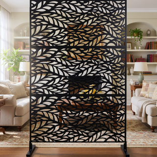 Sunvega Freestanding Metal Privacy Screen 76" H x 48" W for Indoor Outdoor Use
