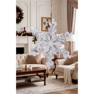 Sunvega Weathered Finish Iron Snowflake Hanging Ball Ornaments for Holiday Decor