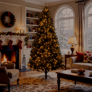 Sunvega Pencil Artificial Xmas Tree with Faux Snow Flocked Full Branch Tips Flame-retardant