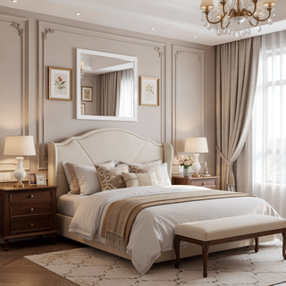 Sunvega White Queen Upholstered Bed with Modern LED Accent Lighting