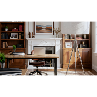 Sunvega Adjustable Tripod Table Lamp with Brushed Nickel Base and Fabric Shade
