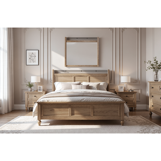 Sunvega Sand Colored Beveled Glass Poster Mirror with Metal Accents