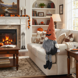Sunvega Handcrafted 4.3x4x26.8 Inch Fabric Sitting Black Gnome With Broomstick