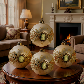 Sunvega Glass Glitter Painted Christmas Ball Ornaments Set of 12 for Holiday Decor