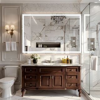 Sunvega Oversized 72x32 Inch LED Bathroom Mirror with 3 Color Modes and Aluminum Frame