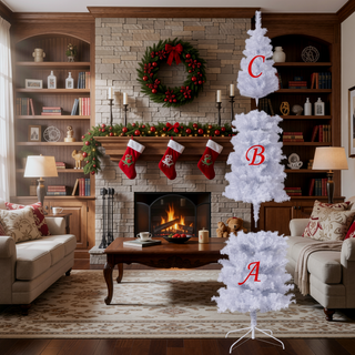 Sunvega 7.5FT Slim White Artificial PVC Christmas Tree with Foldable Metal Stand