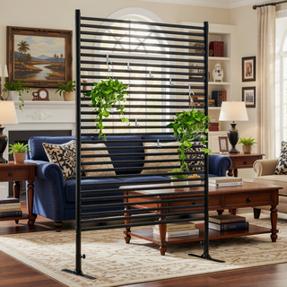Sunvega Freestanding Metal Privacy Fence Panels with Stand for Outdoor Use
